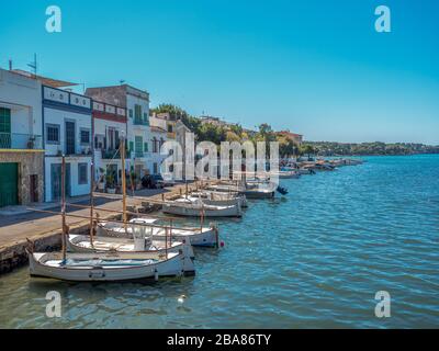 Portocolom Mallorca Spain 31 May 2019 Portocolom Mallorca Spain 31 May 2019 typical traditional fishing boats  trawlers in the harbour Stock Photo
