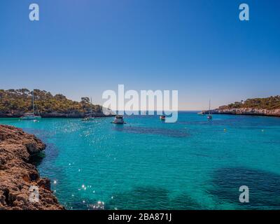 Mondragó Natural Park Mallorca Spain June 1 2019 in the bay looking out into the mediterranean sea Stock Photo