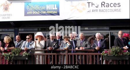 The Prince of Wales and The Duchess of Cornwall attend Ladies' Day at the William Hill Ayr Gold Cup Stock Photo