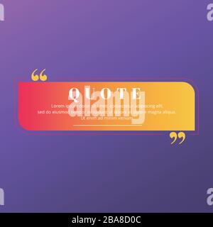 Quote blank frame vector template. Red, orange and yellow gradient speech bubble. Quotation, citation text box design. Rectangle with rounded and Stock Vector