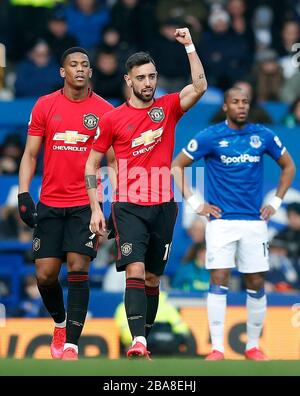Manchester United's Bruno Fernandes celebrates scoring his sides first goal Stock Photo