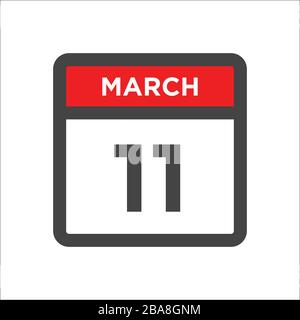 March 11 calendar icon - day of month Stock Vector