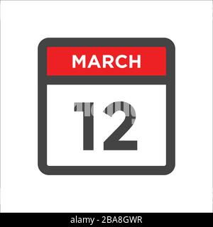 March 12 calendar icon - day of month Stock Vector