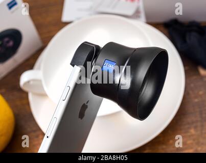 ExoLens, camera lens attachment for iPhone Stock Photo