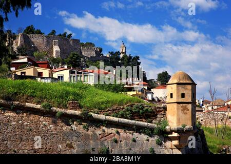 View of Akronafplia, one of the 3 castles of Nafplio town, Argolis, Peloponnese, Greece. Stock Photo