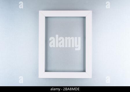 White text frame on a silver background. Stock Photo
