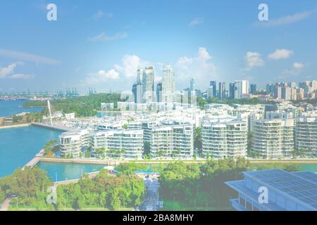 KEPPEL HARBOR / SINGAPORE, 29 APRIL 2018 - Reflections at Keppel Bay in Singapore is a 99-year leasehold luxury waterfront residential complex on appr Stock Photo