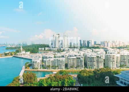 KEPPEL HARBOR / SINGAPORE, 29 APRIL 2018 - Reflections at Keppel Bay in Singapore is a 99-year leasehold luxury waterfront residential complex on appr Stock Photo