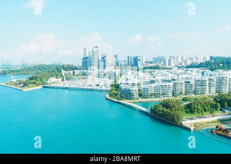 KEPPEL HARBOR / SINGAPORE, 29 APRIL 2018 - Reflections at Keppel Bay in Singapore is a 99-year leasehold luxury waterfront residential complex on appr Stock Photo