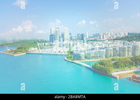 KEPPEL HARBOR / SINGAPORE, 29 APRIL 2018 - Reflections at Keppel Bay in Singapore is a 99-year leasehold luxury waterfront residential complex on appr Stock Photo