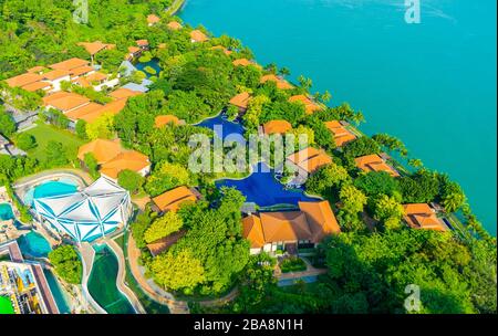 KEPPEL HARBOR / SINGAPORE, 29 APRIL 2018 - Reflections at Keppel Bay in Singapore is a 99-year leasehold luxury waterfront residential complex on appr Stock Photo