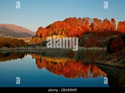 Aoos lake, close to Metsovo town, East Zagori region, Ioannina, Epirus, Greece. Stock Photo