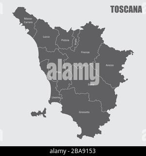 Tuscany administrative map Stock Vector