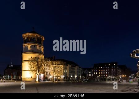 Burgplatz with Schlossturm in the old town of Dusseldorf Stock Photo