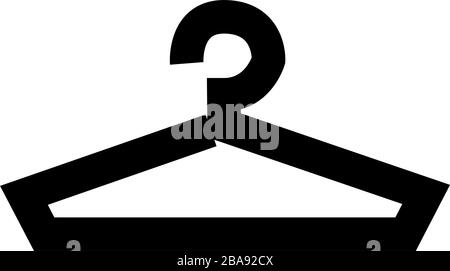 Icon hanger glyph symbol for clothes. Interior sign. Hangers silhouette. Shop, storefront. Clothing logo isolated on white background. Black clothe Graphic element. Stock Vector
