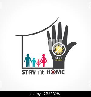 Corona Virus 2019-20. Wuhan virus disease, virus infections prevention methods,Logo, symbol & how to prevent. like stay at home,avoid crowd,wash your Stock Vector