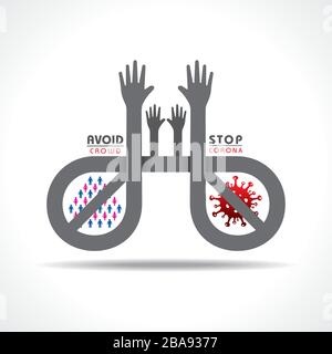 Corona Virus 2019-20. Wuhan virus disease, virus infections prevention methods,Logo, symbol & how to prevent. like stay at home,avoid crowd,wash your Stock Vector