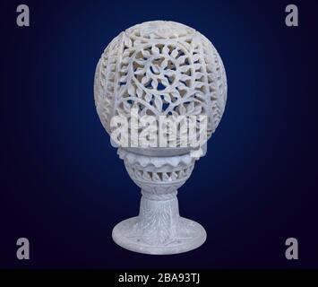 Antique Marble Table Lamp, Marble Showpiece, Home Decor Item Stock Photo