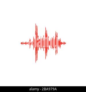 Audio Signal Red Icon On White Background. Red Flat Style Vector ...