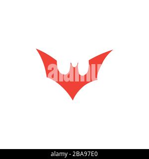 Bat Red Icon On White Background. Red Flat Style Vector Illustration. Stock Vector