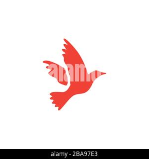 Bird Red Icon On White Background. Red Flat Style Vector Illustration. Stock Vector
