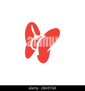 Bow Red Icon On White Background. Red Flat Style Vector Illustration. Stock Vector
