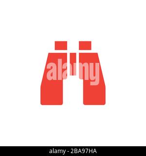 Binocular Red Icon On White Background. Red Flat Style Vector Illustration. Stock Vector