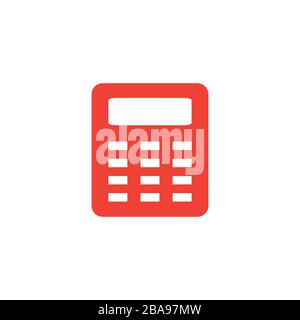 Calculator Red Icon On White Background. Red Flat Style Vector Illustration. Stock Vector
