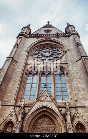 Saint-Martin’s Church in Arlon, Province of Luxembourg, Belgium. View of the exterior, Neo-gothic style, Wallonia's major heritage Stock Photo