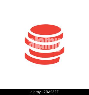 Coin Red Icon On White Background. Red Flat Style Vector Illustration Stock Vector