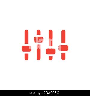 Equalizer Red Icon On White Background. Red Flat Style Vector Illustration. Stock Vector