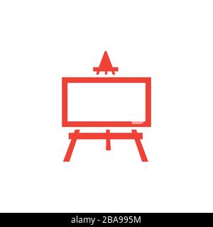 Easel Red Icon On White Background. Red Flat Style Vector Illustration. Stock Vector