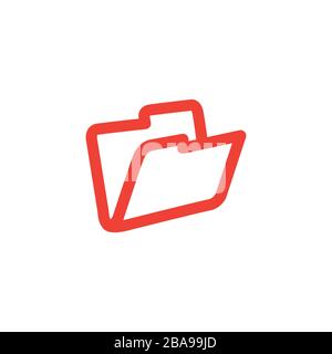 Folder Red Icon On White Background. Red Flat Style Vector Illustration. Stock Vector