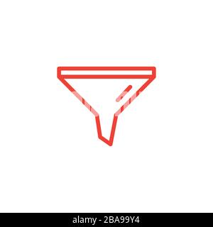Funnel Line Red Icon On White Background. Red Flat Style Vector Illustration. Stock Vector