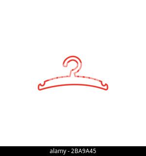 Hanger Line Red Icon On White Background. Red Flat Style Vector Illustration. Stock Vector