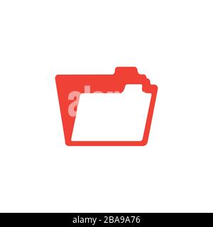 Folder Red Icon On White Background. Red Flat Style Vector Illustration. Stock Vector