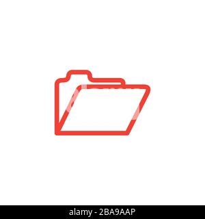 Folder Line Red Icon On White Background. Red Flat Style Vector Illustration. Stock Vector