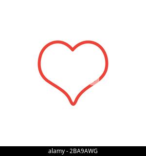 Heart Line Red Icon On White Background. Red Flat Style Vector Illustration. Stock Vector