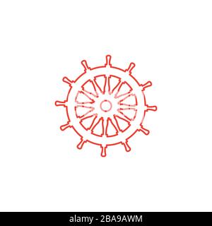 Helm Line Red Icon On White Background. Red Flat Style Vector Illustration. Stock Vector