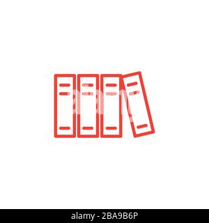 Library Line Red Icon On White Background. Red Flat Style Vector Illustration. Stock Vector