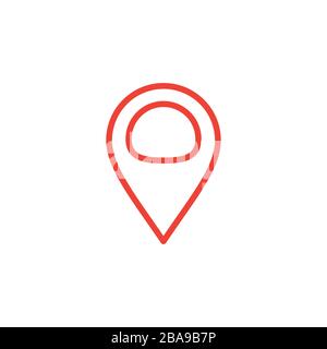 Locator Line Red Icon On White Background. Red Flat Style Vector Illustration. Stock Vector