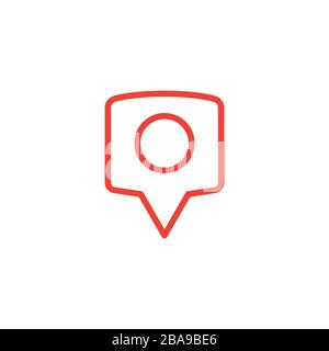 Locator Line Red Icon On White Background. Red Flat Style Vector Illustration. Stock Vector