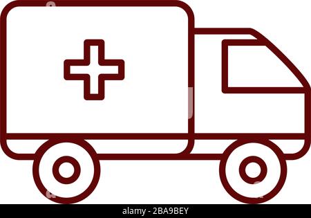 ambulance icon over white background, line style, vector illustration Stock Vector