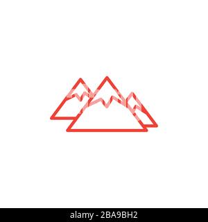 Mountain Line Red Icon On White Background. Red Flat Style Vector Illustration. Stock Vector