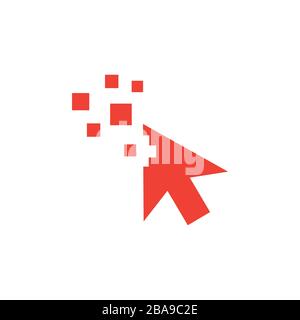 Mouse Cursor Red Icon On White Background. Red Flat Style Vector Illustration. Stock Vector
