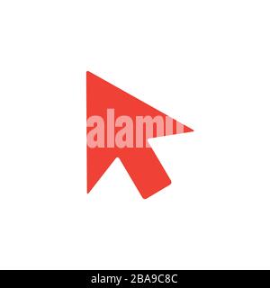 Mouse Cursor Red Icon On White Background. Red Flat Style Vector Illustration. Stock Vector