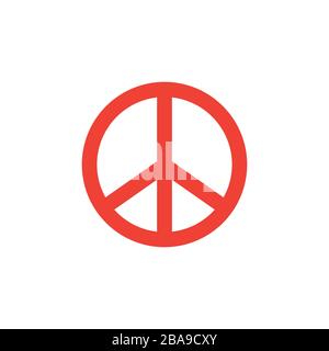 Peace Sign Red Icon On White Background. Red Flat Style Vector Illustration. Stock Vector