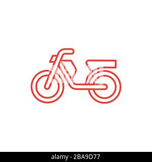 Motorcycle Line Red Icon On White Background. Red Flat Style Vector Illustration. Stock Vector