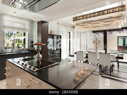 Modern architecture, beautiful kitchen of a luxury apartment Stock Photo