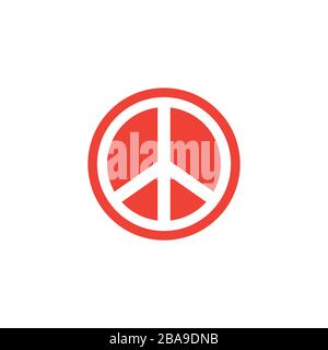 Peace Sign Red Icon On White Background. Red Flat Style Vector Illustration. Stock Vector